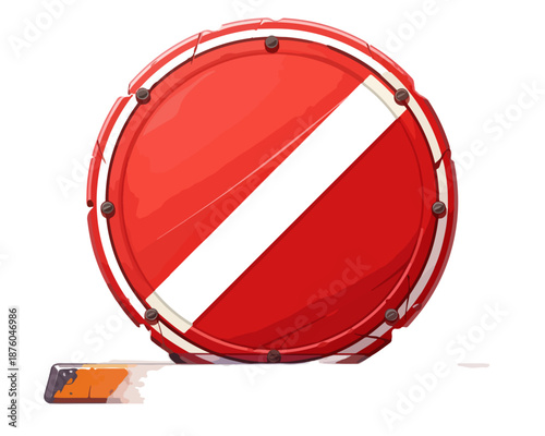 Señal de tráfico roja y blanca con franja diagonal, prohibición, sin entrada, fondo transparente