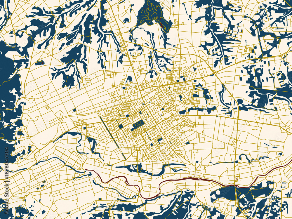Fototapeta premium Clean urban street map of Towada, Japan