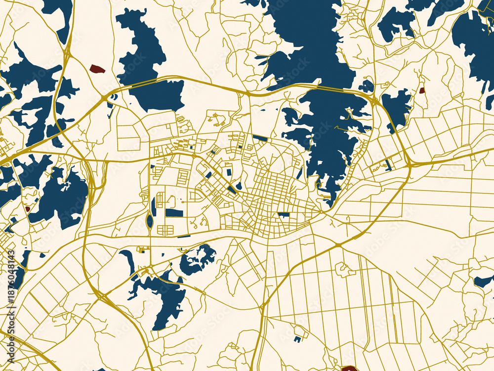 Fototapeta premium Abstract city map of Anseong, Korea, Republic of