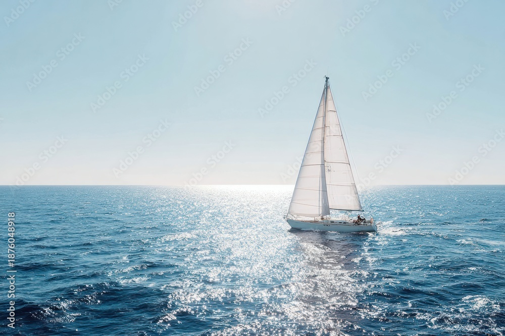 Fototapeta premium Sailboat gliding across ocean