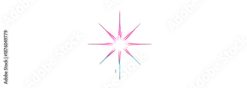キラキラ輝くピンクと水色の光の星、ベクターイラスト、抽象的な輝きと閃光