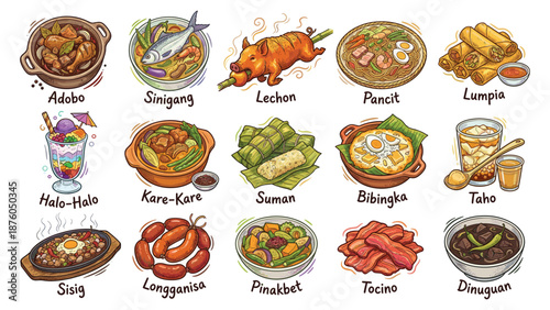 Assorted traditional dishes beautifully arranged on a clean white background showcasing various culinary delights