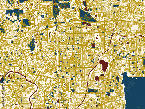Bilde på lerret Modern flat map of MAL Subang, Jaya