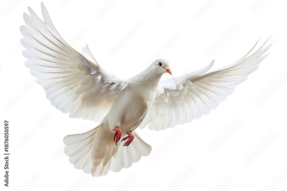 Fototapeta premium White dove flying bird feathered graceful.