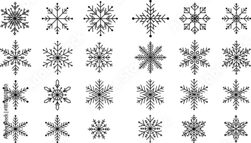 Black and white snowflakes winter frosty