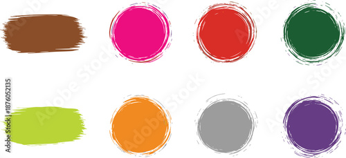 Colorful brush stroke circles and rectangles