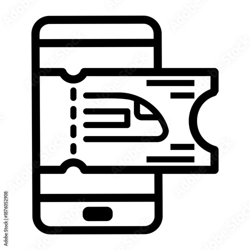 electronic ticket Line Icon