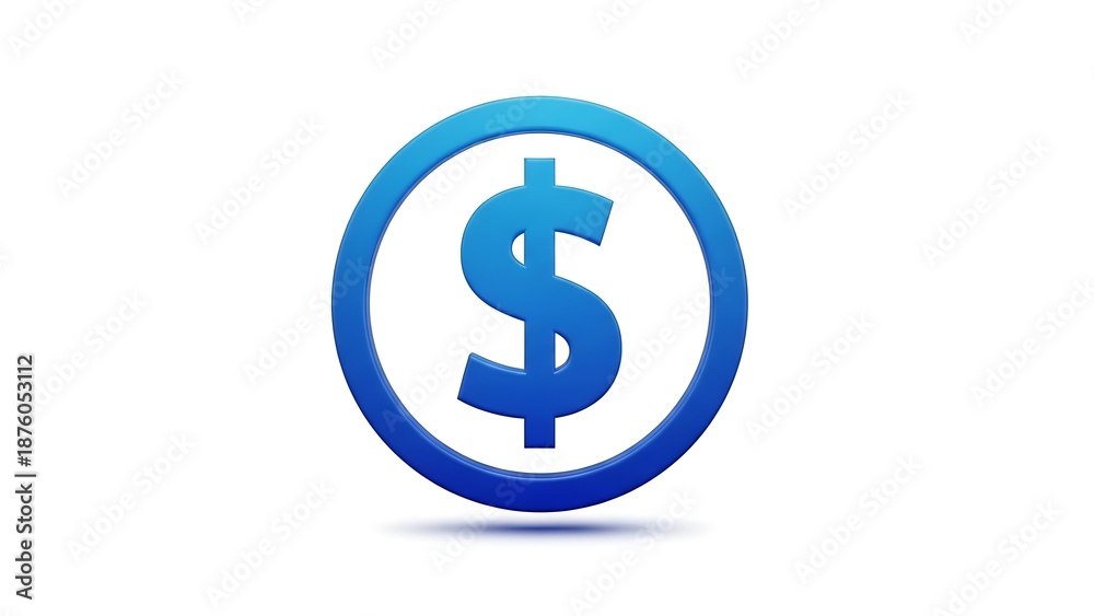 Fototapeta premium Blue Dollar Sign Icon On White Background