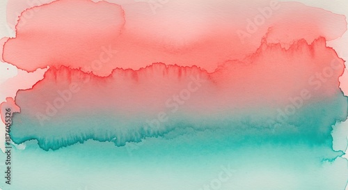Abstract watercolor gradient with soft pink and teal hues blending together harmoniously