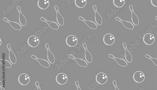 Bowling Pin Seamless Pattern Minimal Line Sport Background