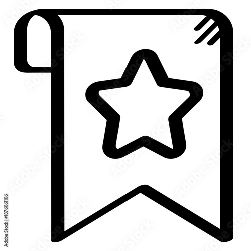 Hand drawn line star bookmark used to save and mark important content.