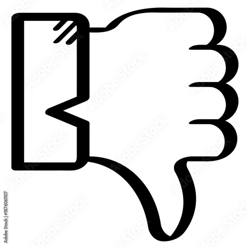 Hand drawn line dislike gesture expressing negative feedback or opinion.