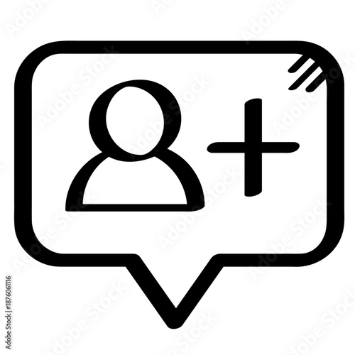 Hand drawn line add user symbol representing account creation or connection.