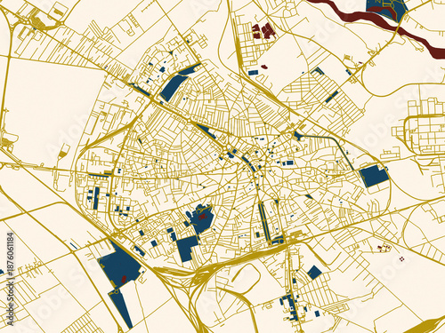 Cuadro en lienzo Decorative city map poster of Ploiesti, Romania