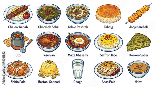 Assorted traditional dishes arranged on plates, showcasing various culinary delights from around the world, with rice, meat, and vegetables, in a vibrant and appetizing display.