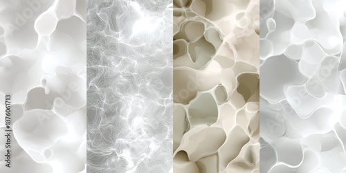 Abstract neutral backgrounds with swirling, fluid-like, cell-like patterns