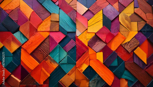 vibrant geometric texture pattern with bold shapes and harmonious color contrasts