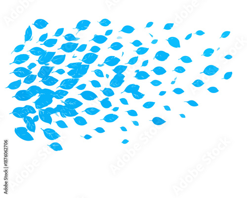 흩날리는 푸른 나뭇잎들이 바람에 춤추는 듯한 추상적인 패턴