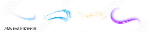 Konstfotografi vibrant abstract glitter waves and magical light trails in blue, cyan, orange, and purple hues, ideal for digital effects