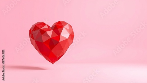 Wallpaper Mural Red geometric heart on pink background Torontodigital.ca