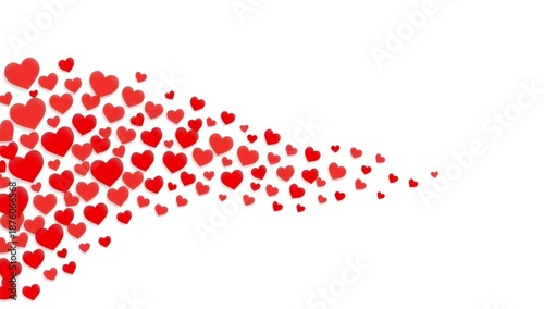 Scattered red hearts