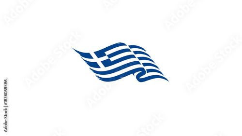 Greece Flag Icon with Blue and White Stripes - Hellenic National Symbol