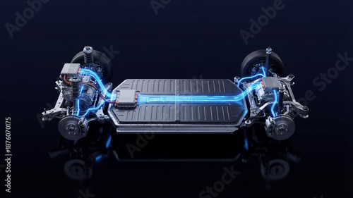 Wallpaper Mural Electric vehicle chassis with battery pack and drivetrain components Torontodigital.ca