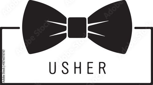 Black bow tie with usher text white