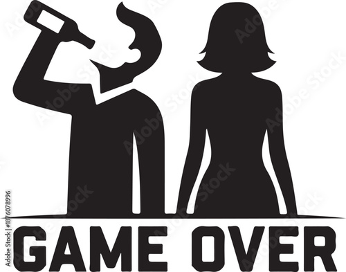 Game Over Silhouette woman bottle