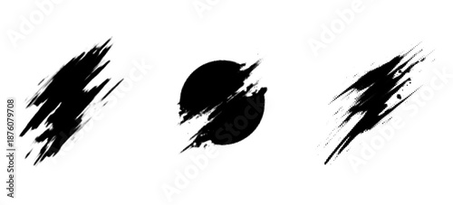 Glitch halftone line element set. Dot texture geometric form collection. Grunge abstract comic pop art shapes for banner, poster, collage, overlay, label, tag. Distressed distorted vector pack