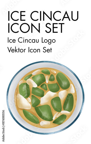 Ice cincau logo vector icon set for beverage branding and design elements