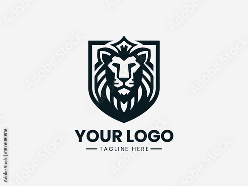 lion shield vector logo illustration