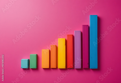 Free Download Colorful 3 D bar graph on pink background chart - GFXLoad
