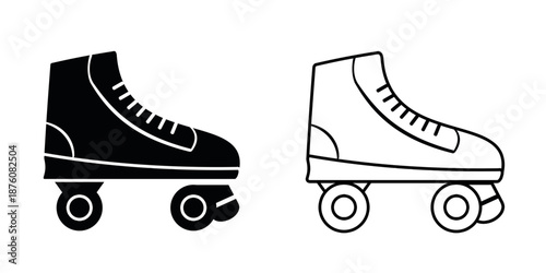 Tableau sur toile Roller skate set icon isolated on white background.