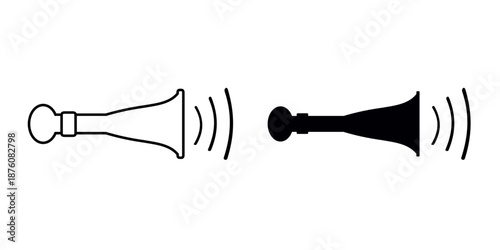 Horn icon sign squeeze horn klaxon isolated on white background.