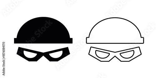 Thief with cap set icon isolated on white background.

