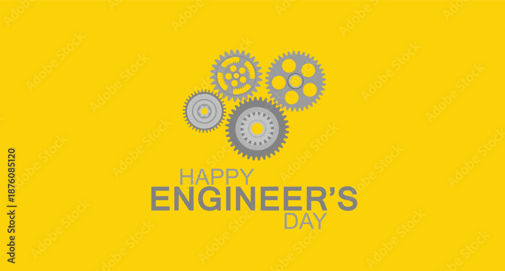 Fototapeta premium Engineers' Day is celebrated on September 15 of the year, Vector illustration creative design banner poster social media design for Engineer's Day. and a happy Labour Day or International Workers Da