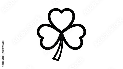 Heart shaped four leaf clover symbol icon black