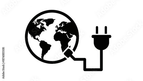 Global connection earth plug power symbol