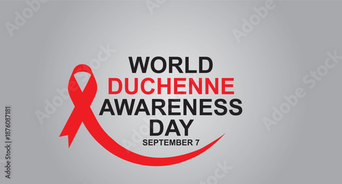 World Duchenne Awareness Day illustration, September 7th.  awareness ribbon, and supportive community symbolizing advocacy for Duchenne muscular dystrophy.
