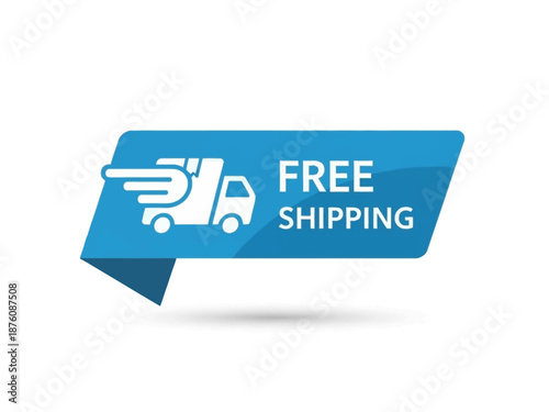 Dynamic blue badge promoting efficient and free delivery service for e-commerce transactions and convenient online shopping