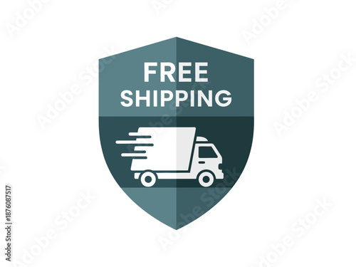Secure Free Shipping Badge Icon Illustrating Fast and Convenient E-commerce Delivery Service