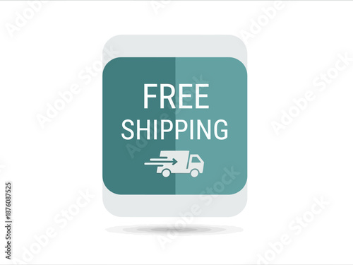 Promotional vector graphic for e-commerce offering complimentary shipping services to customers, ideal for online shopping platforms and retail websites