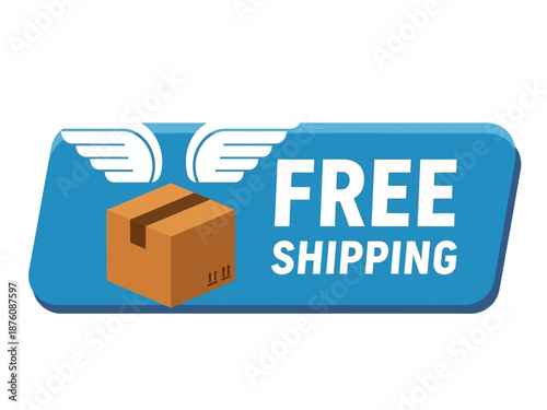 Eye-catching graphic for online stores offering complimentary delivery services to customers worldwide