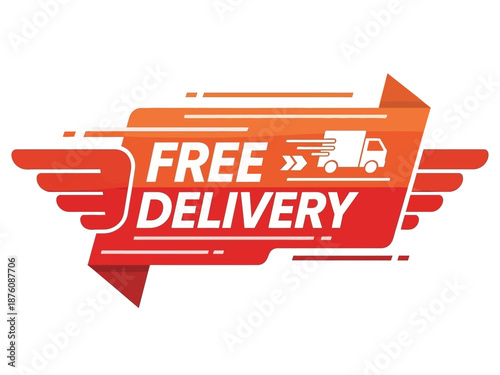 Dynamic free delivery service emblem for online shopping and express shipping solutions