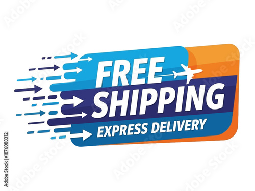 Dynamic vector illustration promoting fast and complimentary delivery services, ideal for e-commerce businesses and online stores offering quick express shipping solutions globally