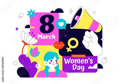 International Women's Day Vector Illustration on March 8 Celebrating Achievements Freedom Women Through Flat Cartoon Background Design