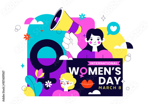 International Women's Day Vector Illustration on March 8 Celebrating Achievements Freedom Women Through Flat Cartoon Background Design
