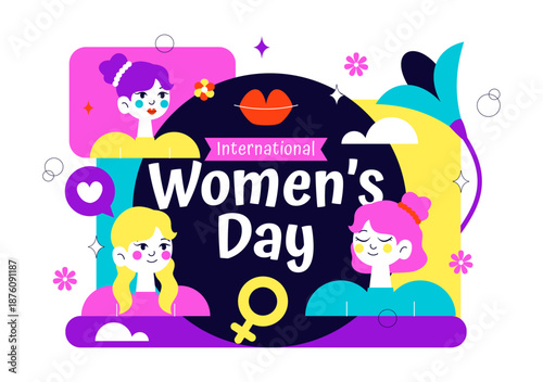 International Women's Day Vector Illustration on March 8 Celebrating Achievements Freedom Women Through Flat Cartoon Background Design