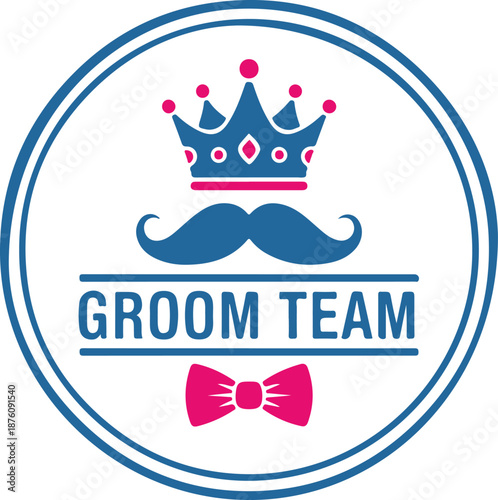 Groom Team with Crown Mustache Bowtie wedding